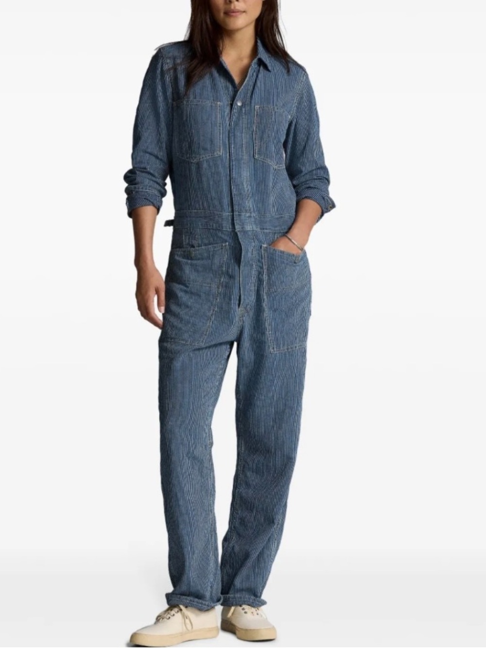 Ralph Lauren Striped Denim Jumpsuit in Blue size medium 3. 💙🔥
